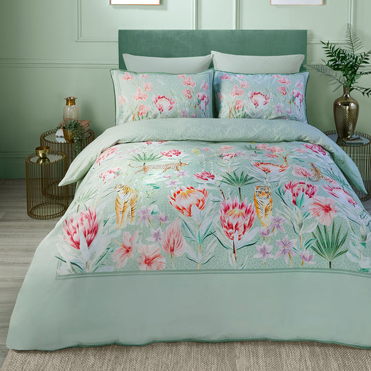 Tropical Leopard Duvet Cover Set in Green