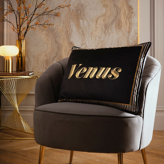 Venus Signature Cushion in Black 40 x 60cm