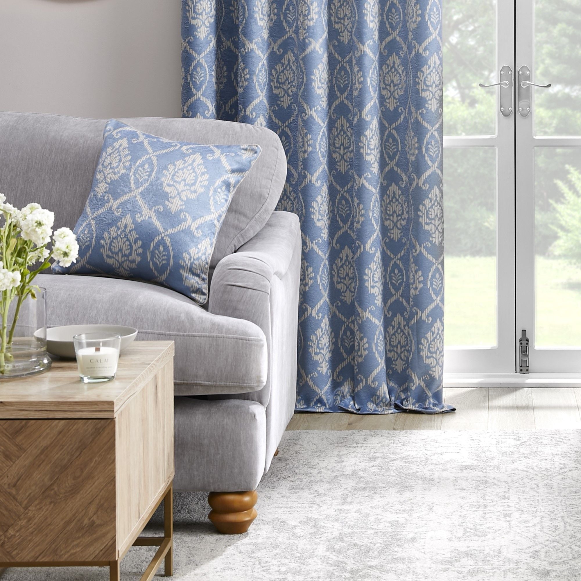 Vivianna Cushion by Dreams & Drapes in Blue 43 x 43cm - Cushion - Dreams & Drapes Curtains