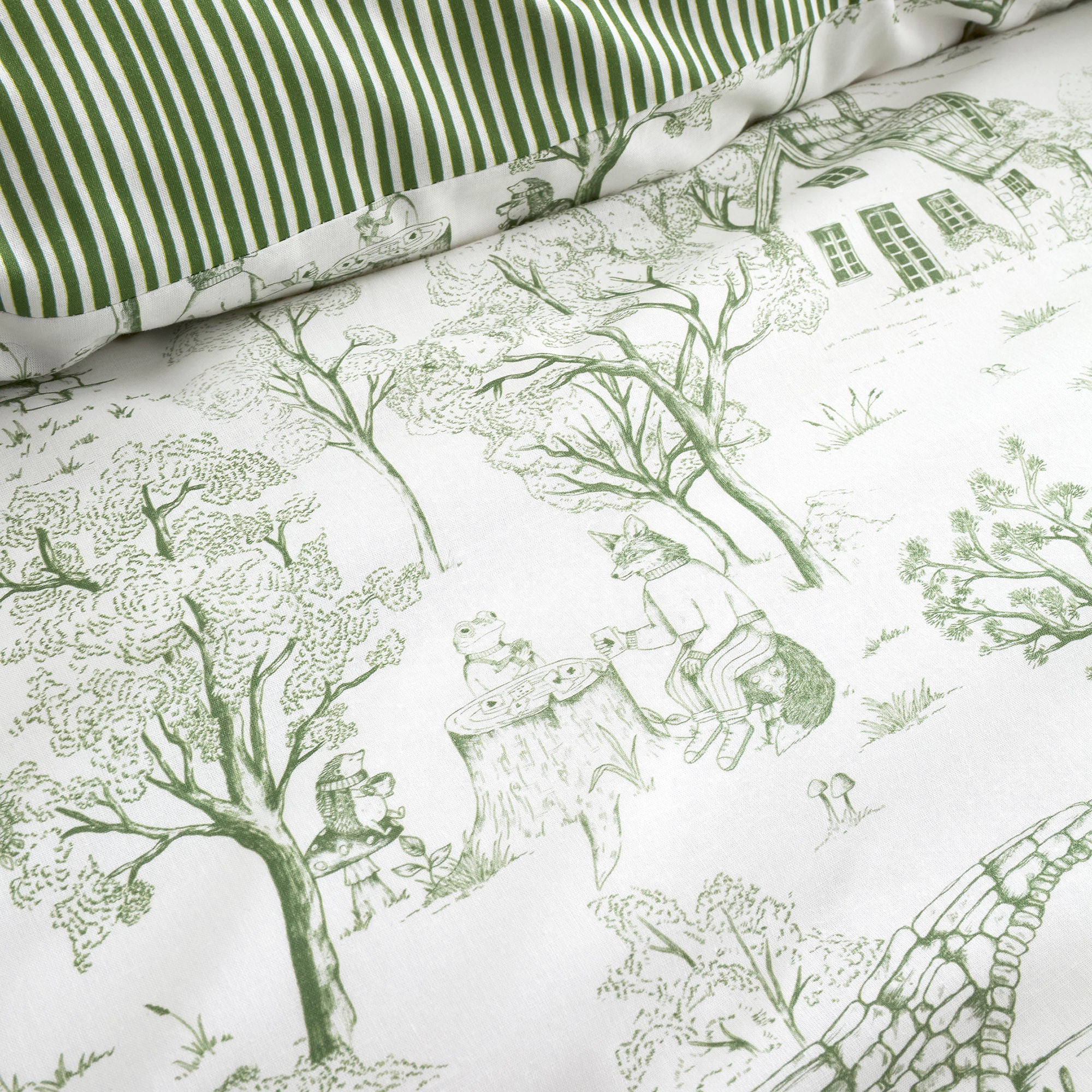 Woodland Toile Duvet Cover Set in Green - Duvet Cover Set - Fusion