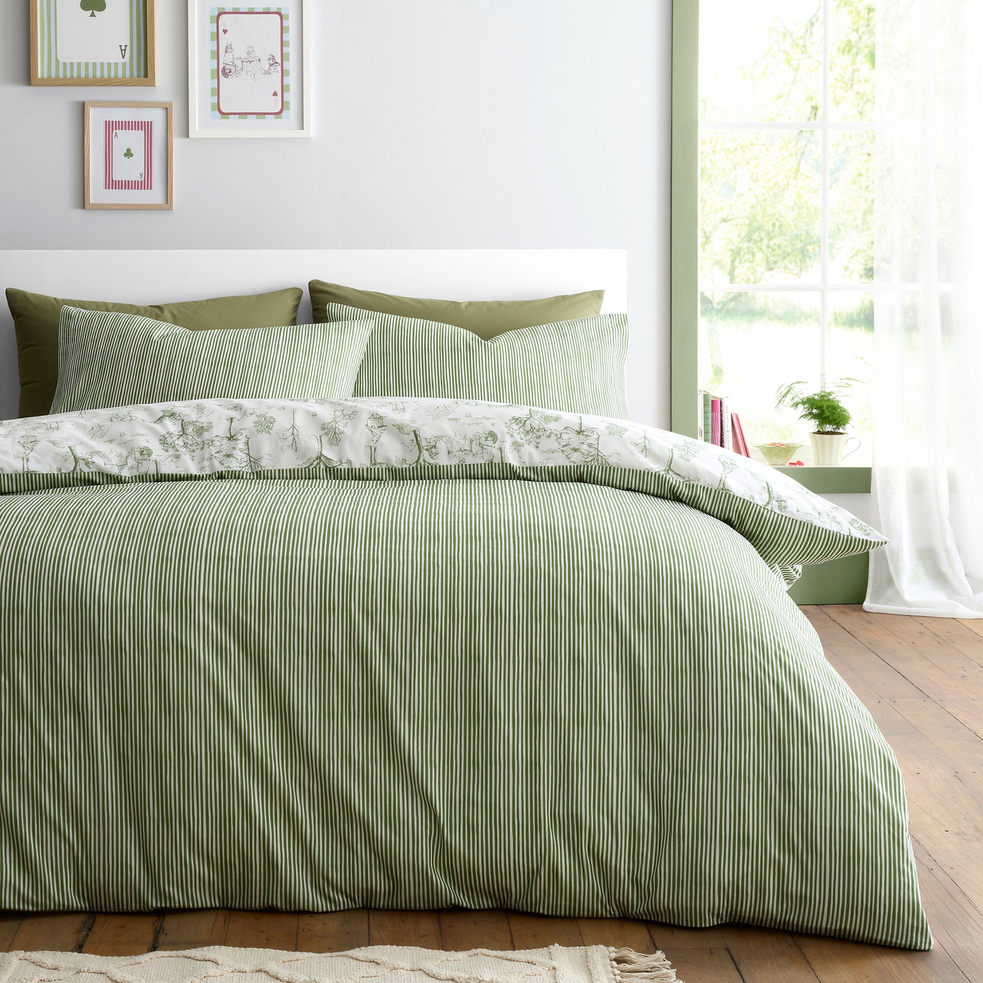 Woodland Toile Duvet Cover Set in Green - Duvet Cover Set - Fusion