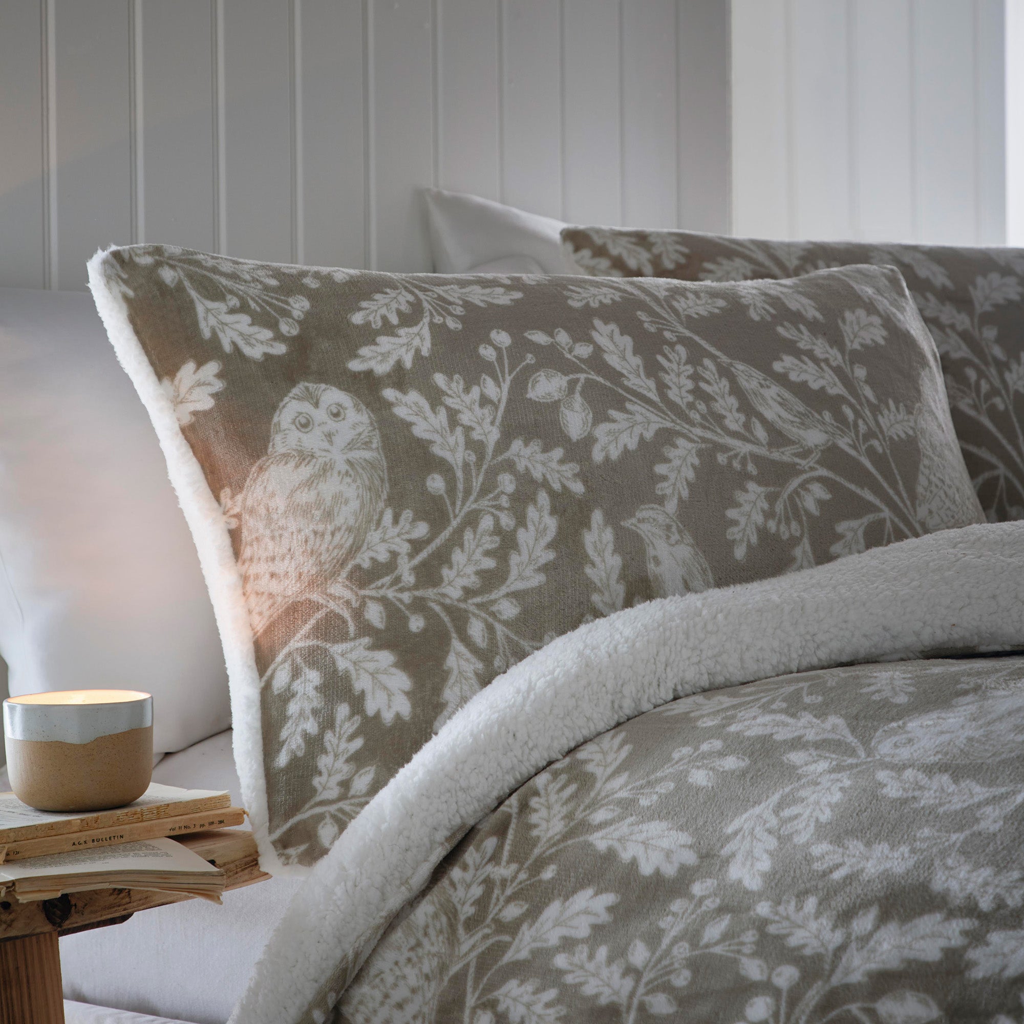 Woodland Owls Duvet Cover Set by Dreams & Drapes Lodge in Sage - Duvet Cover Set - Dreams & Drapes Lodge