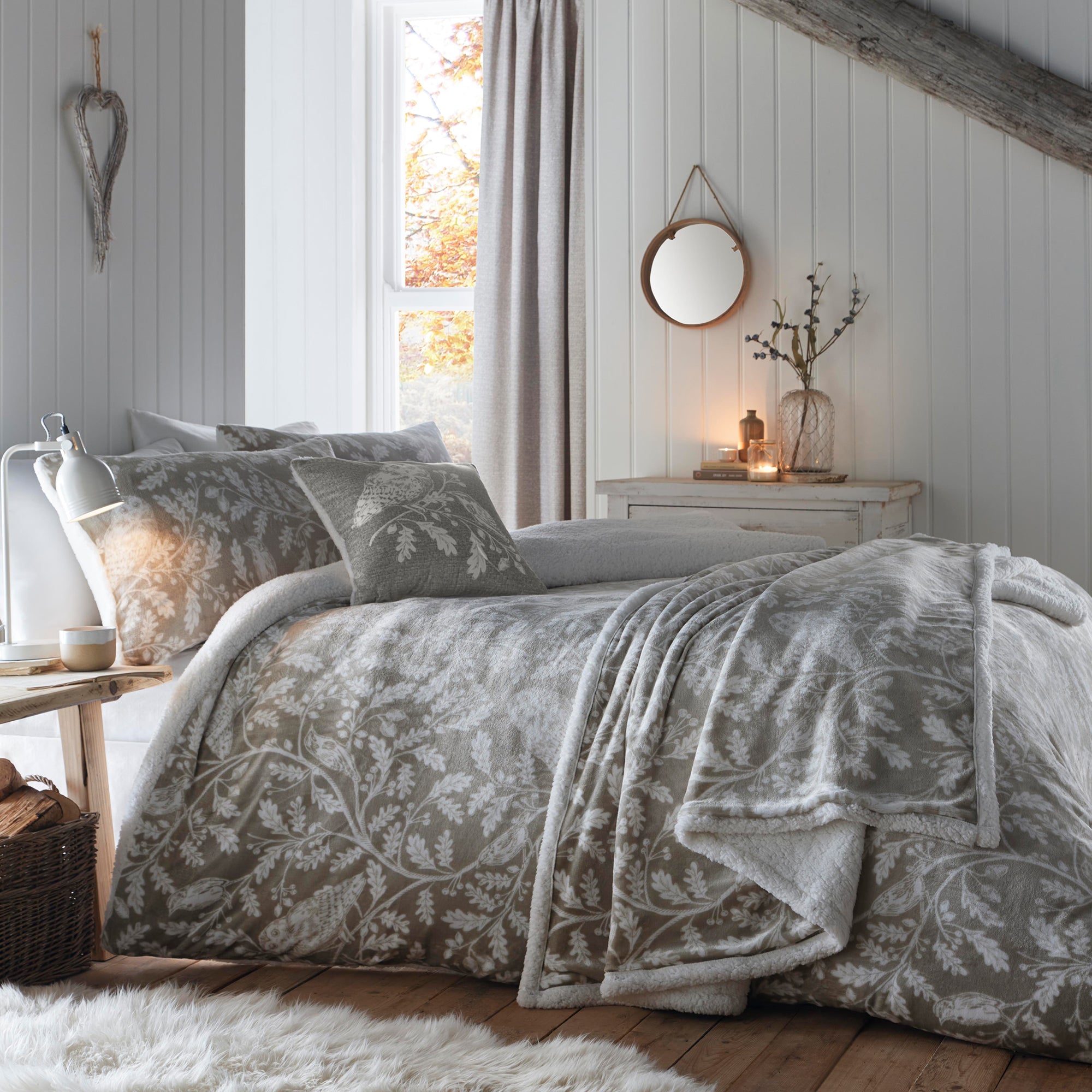 Woodland Owls Duvet Cover Set by Dreams & Drapes Lodge in Sage - Duvet Cover Set - Dreams & Drapes Lodge