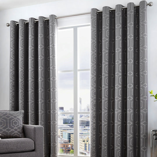 Camberwell Eyelet Curtains in Graphite