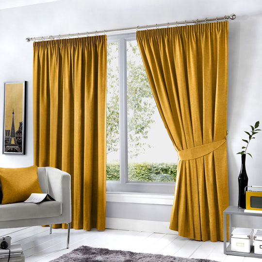Dijon Pencil Pleat Curtains in Ochre