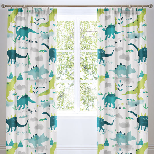 Dino Pencil Pleat Curtains in Multicolour