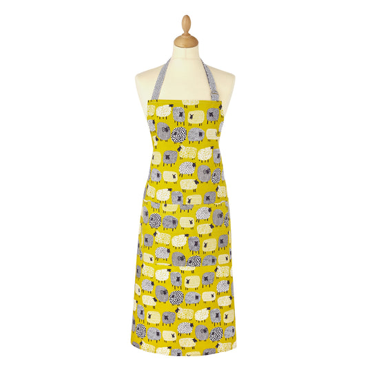 Dotty Sheep Cotton Apron in Yellow
