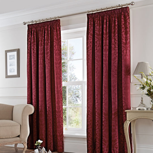 Eastbourne Pencil Pleat Curtains in Burgundy