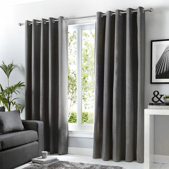 Sorbonne Eyelet Curtains in Charcoal