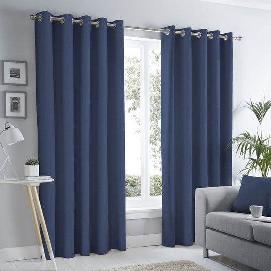 Sorbonne Eyelet Curtains in Navy