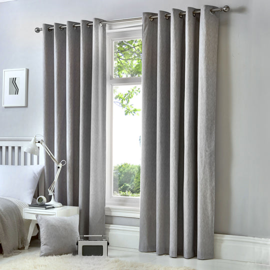 Sorbonne Eyelet Curtains in Silver