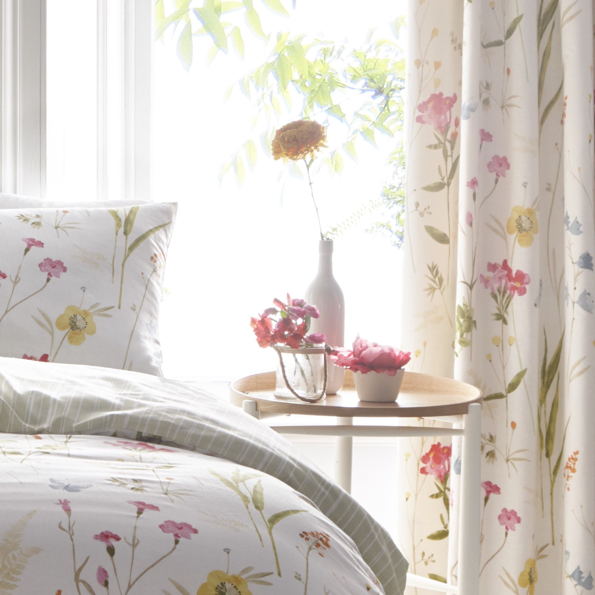 Spring Glade Pair of Pencil Pleat Curtains by Dreams & Drapes in Multicolour - Pair of Pencil Pleat Curtains - Dreams & Drapes