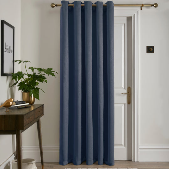 Strata Eyelet Single Panel Door Curtain in Navy