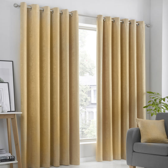 Strata Eyelet Curtains in Ochre