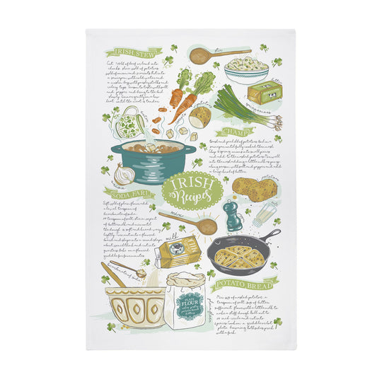 Irish Recipes Cotton Tea Towel in Green