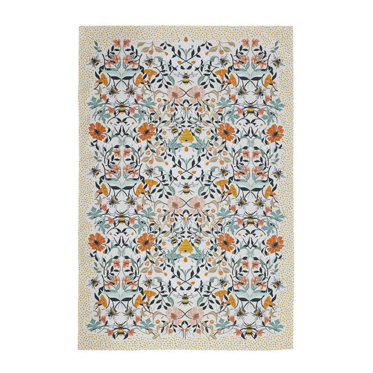 Bee Bloom Cotton Tea Towel in Multicolour