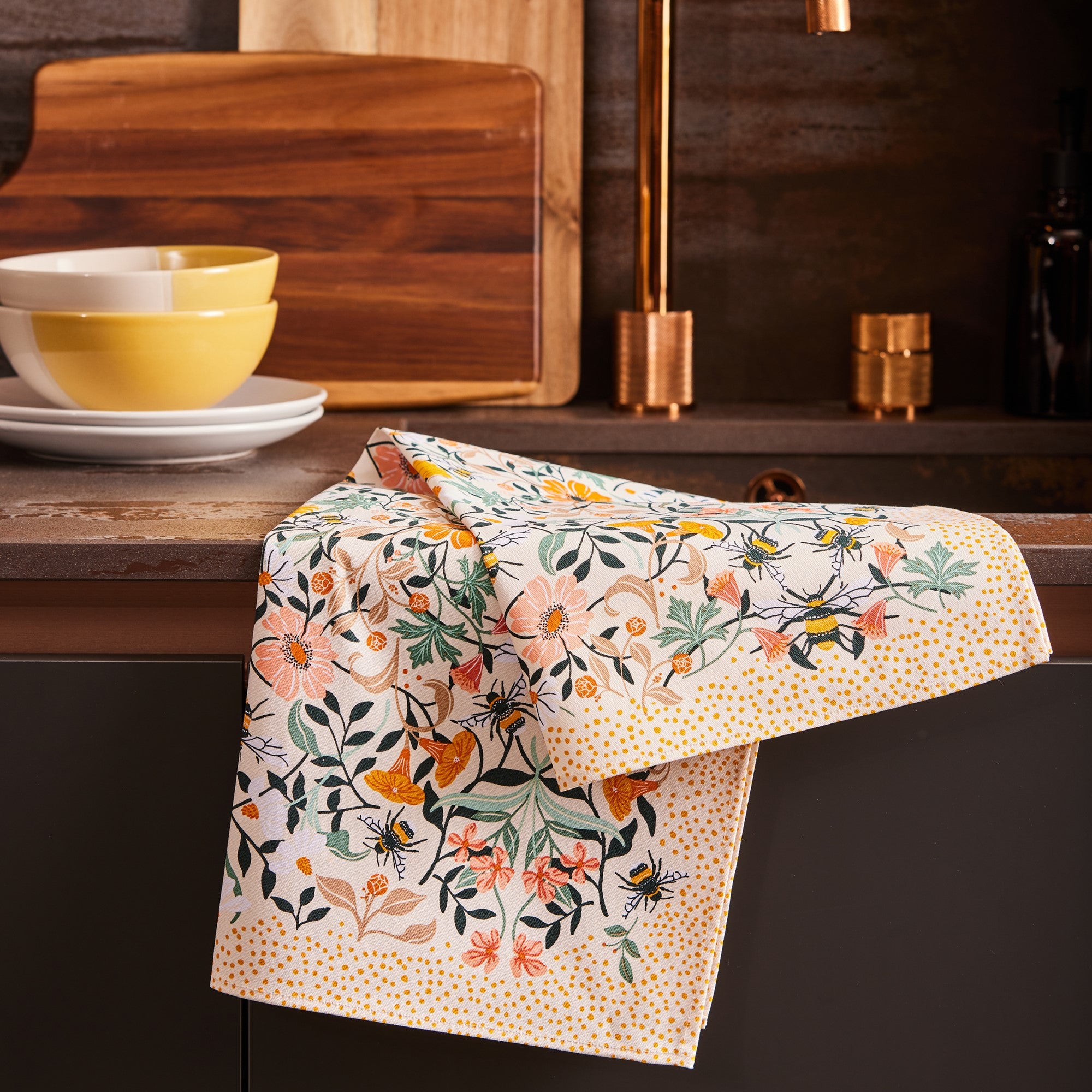 Ulster Weavers Bee Bloom Tea Towel - Cotton One Size in Multi - Tea Towel - Ulster Weavers