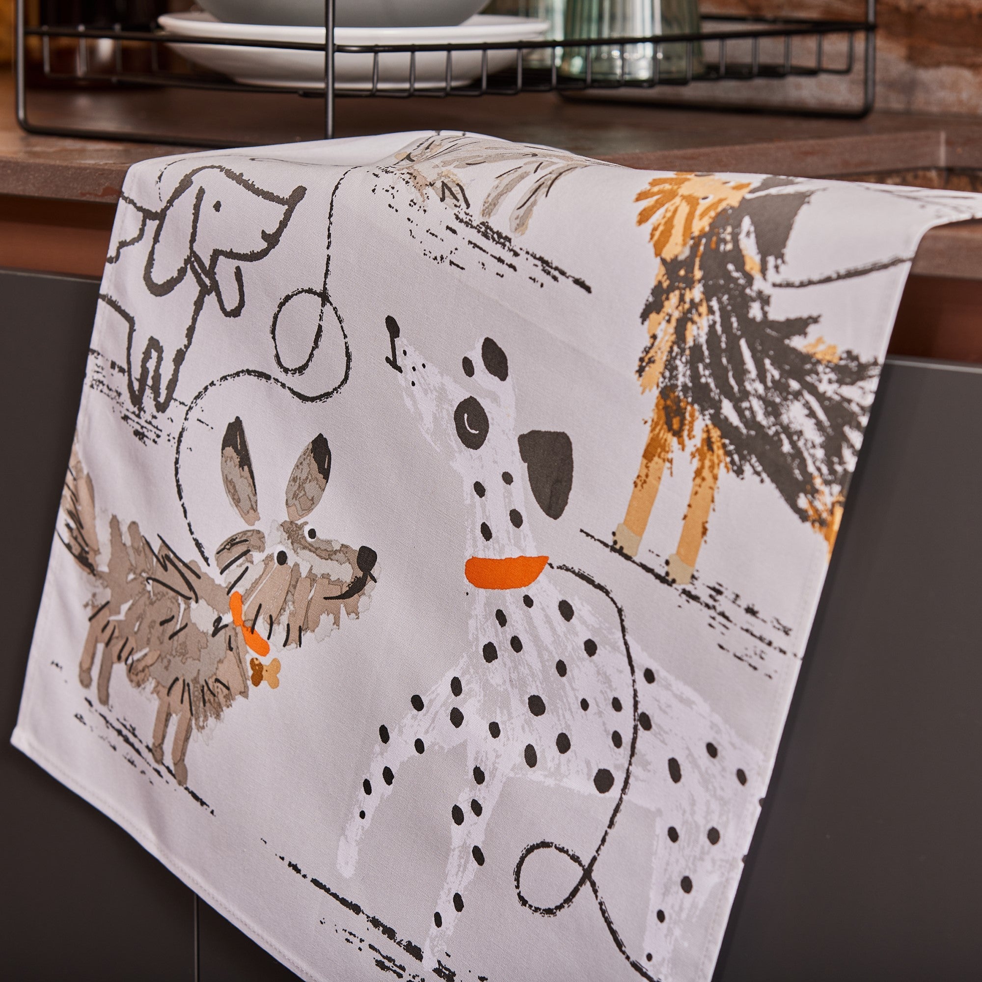 Ulster Weavers Dog Days Tea Towel - Cotton One Size in Grey - Tea Towel - Ulster Weavers