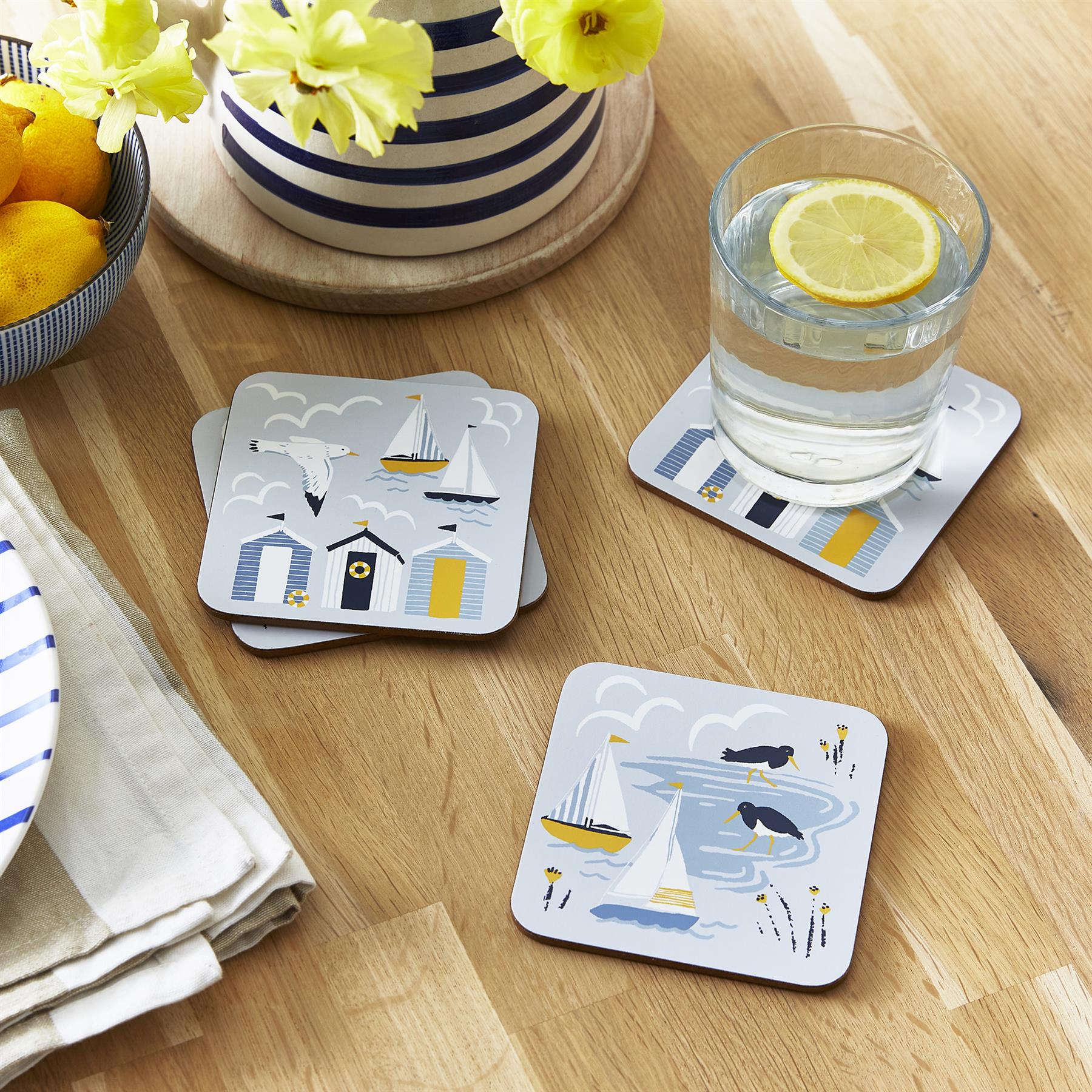 Ulster Weavers Seashore Coasters - 4 Pack One Size in Blue - Coaster - Ulster Weavers
