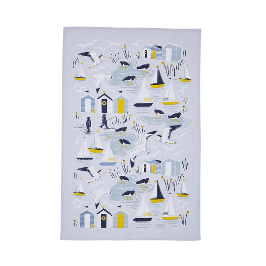 Seashore Cotton Tea Towel in Blue