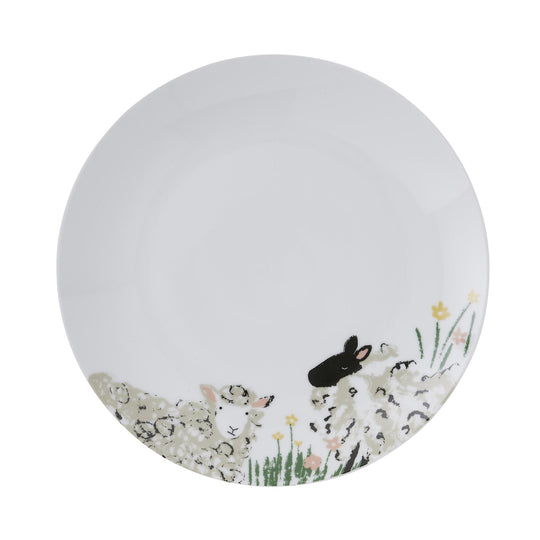 Woolly Sheep Porcelain Dinner Plate in White