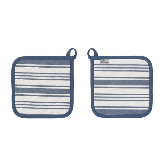 Denim Stripe Pot Mat in Blue