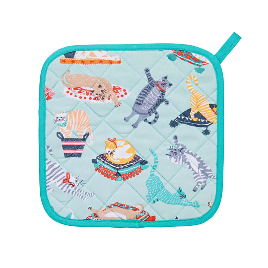 Kitty Cats Pot Mat in Blue