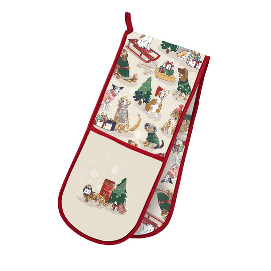 Merry Mutts Christmas Double Oven Glove in Red