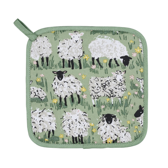 Woolly Sheep Pot Mat in Green