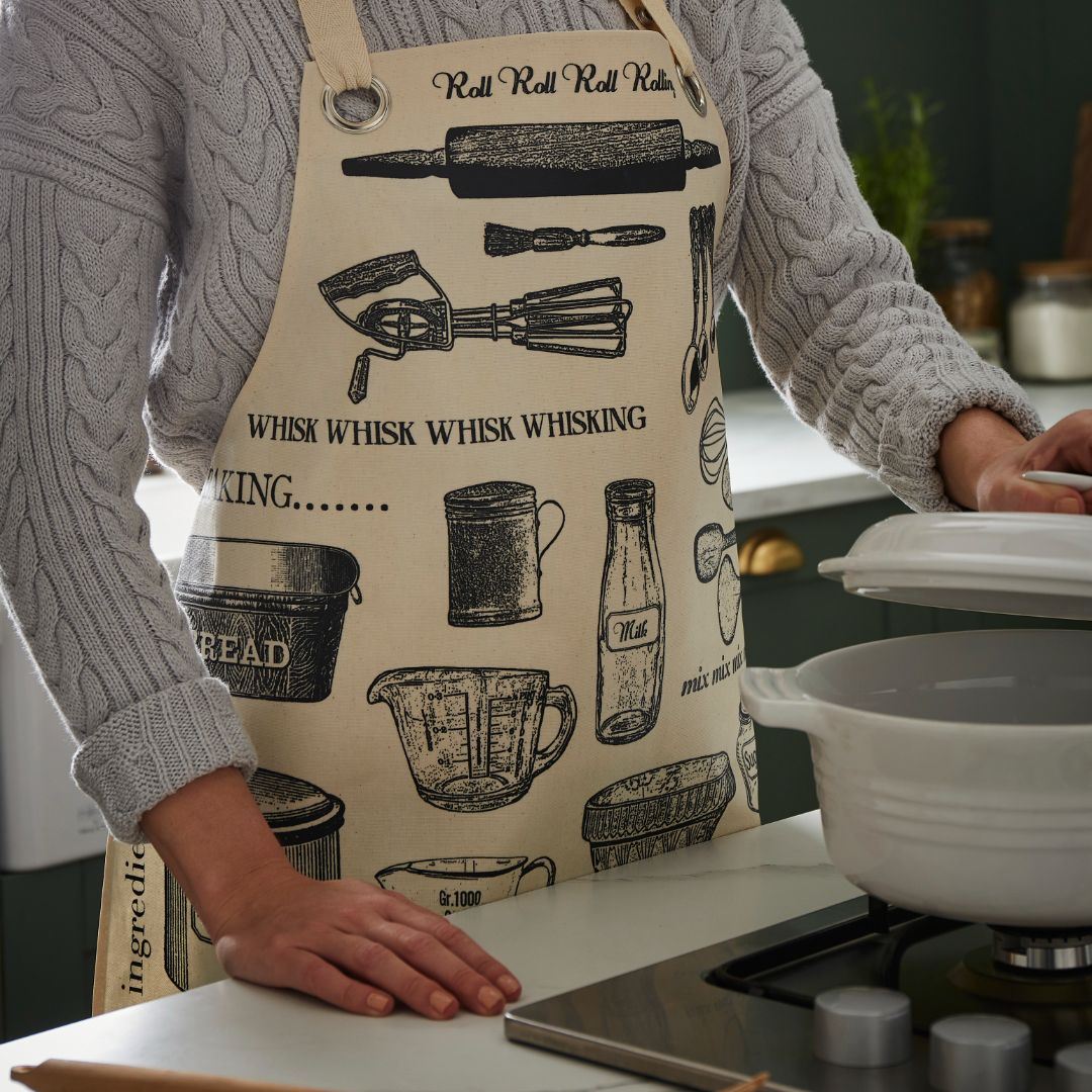 Ulster Weavers Biodegradable Oil cloth Apron - Baking (Black) -  - Ulster Weavers