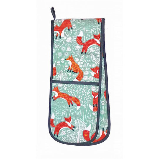 Foraging Fox Double Oven Glove in Blue
