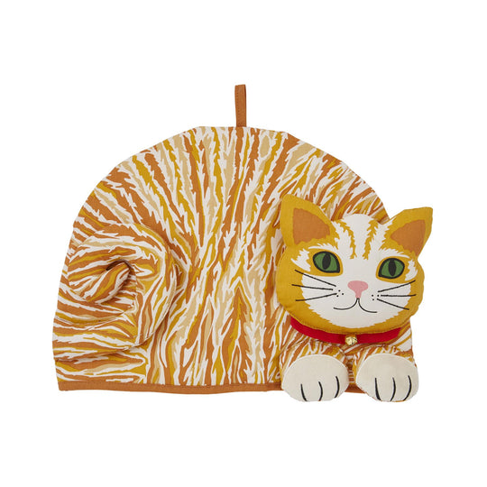 Ginger Cat Shaped Tea Cosy in Orange