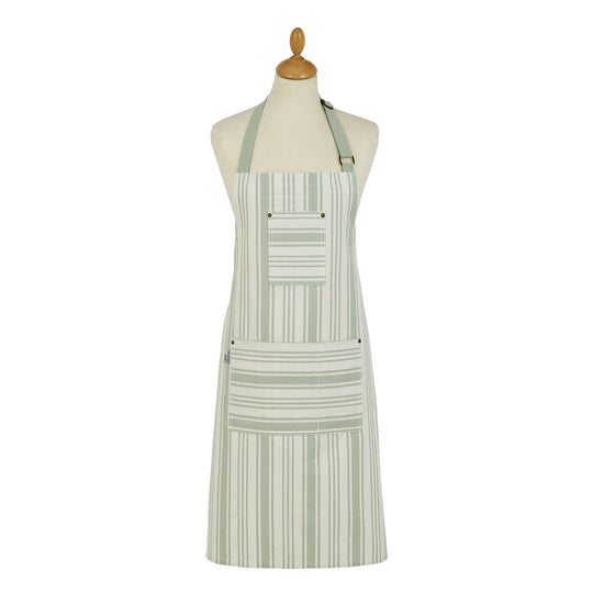 Sage Stripe Cotton Apron in Sage