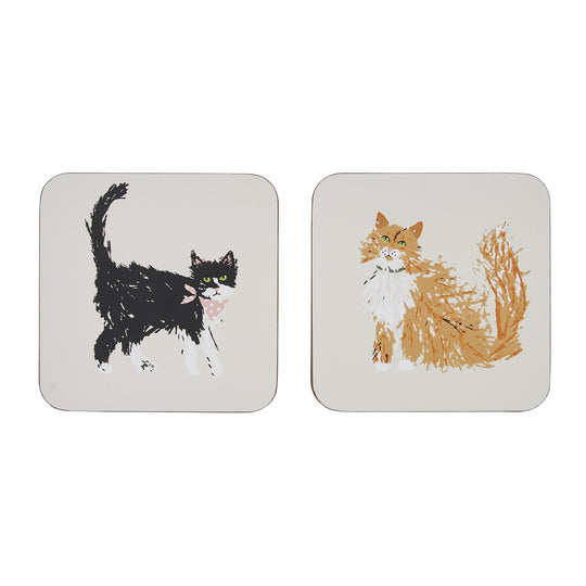 Feline Friends Coasters 4 Pack in Cream