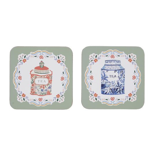Tea Tins Coasters 4 Pack in Multicolour